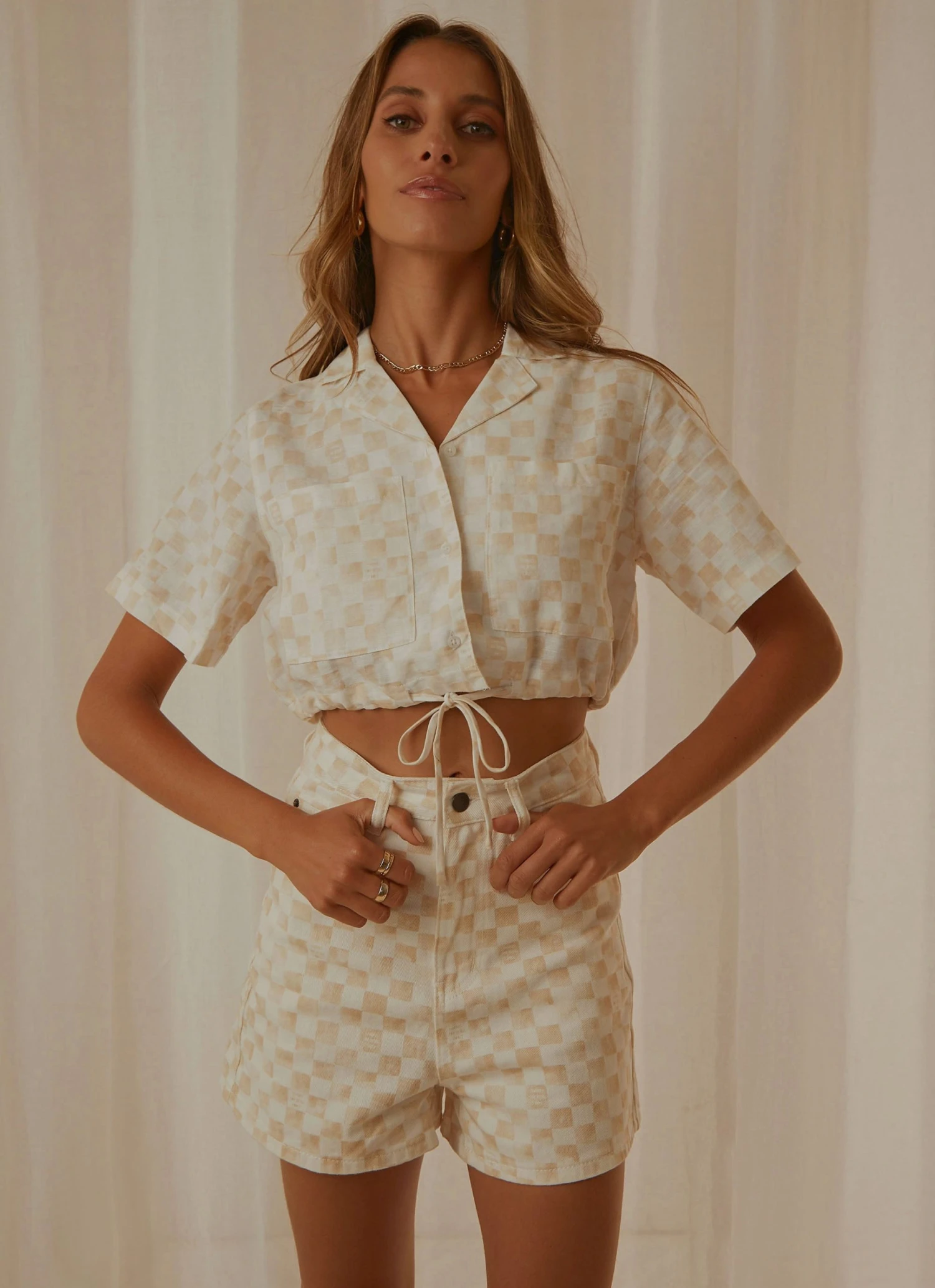 Cools Club Safari Tie Top - Sand Checker New & Most Loved 3 Cools Club Safari Tie Top - Sand Checker New & Most Loved