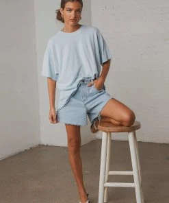 Afends Slay Hemp Oversized Tee - Baby Blue