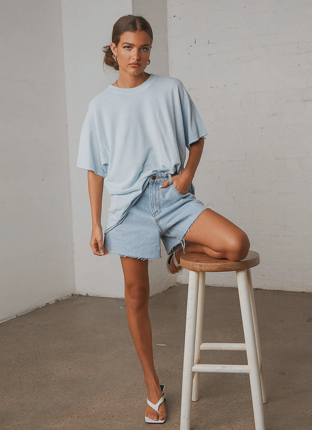 Afends Slay Hemp Oversized Tee - Baby Blue 1 Afends Slay Hemp Oversized Tee - Baby Blue