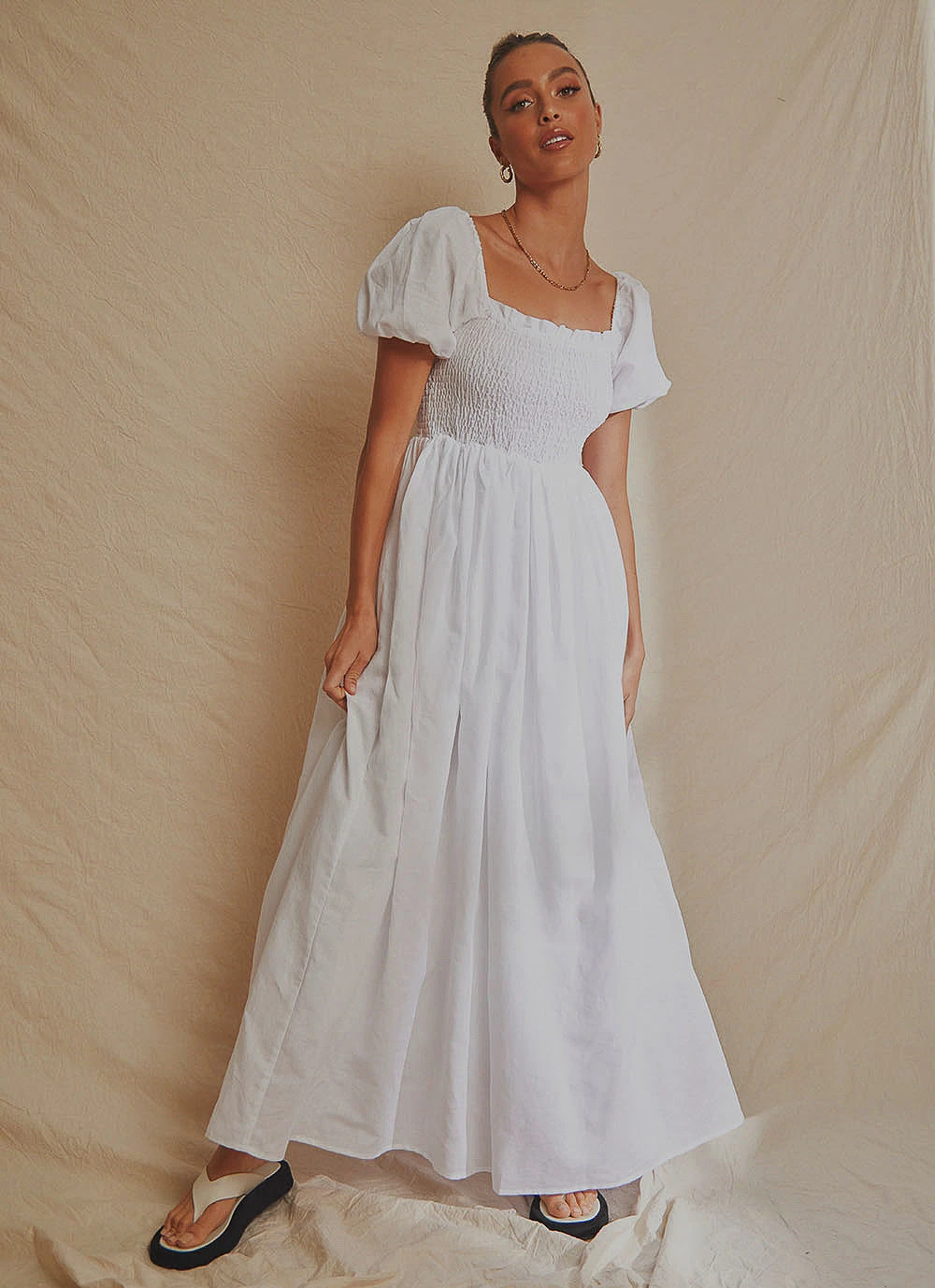 National Breast Cancer Foundation X Peppermayo Florence Linen Maxi Dress - White 3 National Breast Cancer Foundation X Peppermayo Florence Linen Maxi Dress - White