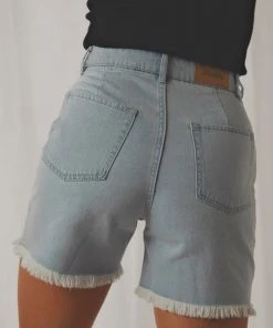 Afends Shelby Denim Cut Off Short - Stone Blue 9 Afends Shelby Denim Cut Off Short - Stone Blue