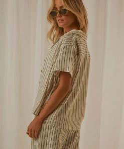 Afends Mood Hemp Stripe Short Sleeve Shirt - Cream New & Most Loved 8 Afends Mood Hemp Stripe Short Sleeve Shirt - Cream New & Most Loved