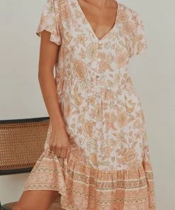 Peppermayo New & Most Loved Best Of Summer Mini Dress - Peach Floral