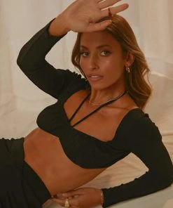 Peppermayo Spininng Around Crop Top - Black