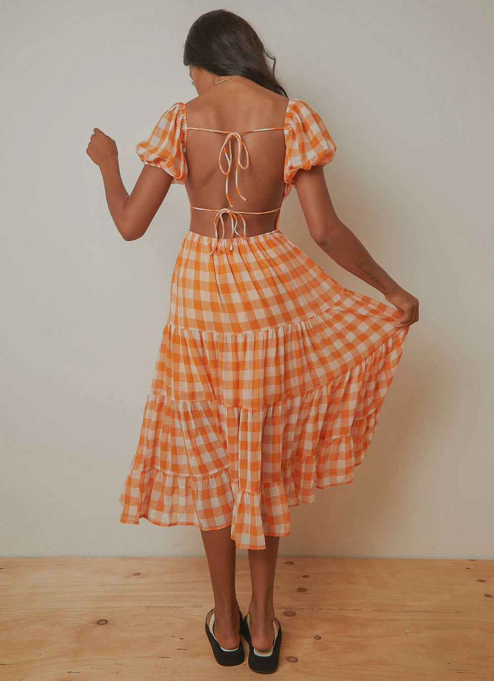 Peppermayo Blissful Midi Dress - Orange Check 5 Peppermayo Blissful Midi Dress - Orange Check