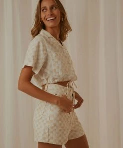 Cools Club Safari Tie Top - Sand Checker New & Most Loved 8 Cools Club Safari Tie Top - Sand Checker New & Most Loved