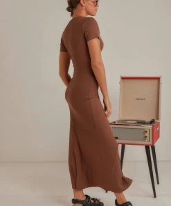 Peppermayo Sliding Doors Midi Dress - Choc Brown
