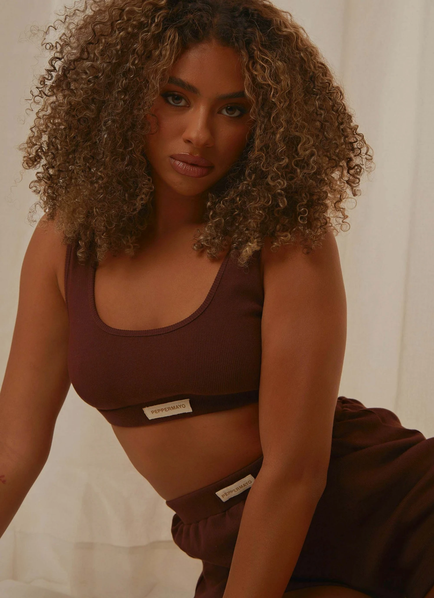 Peppermayo Exclusive PM Basic Organic Cotton Crop - Choc Brown 1 Peppermayo Exclusive PM Basic Organic Cotton Crop - Choc Brown