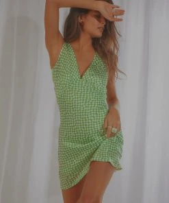 Peppermayo Exclusive Audrey Vintage Slip Dress - Lime Check Warp New & Most Loved 9 Peppermayo Exclusive Audrey Vintage Slip Dress - Lime Check Warp New & Most Loved