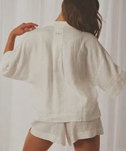 Nude Lucy Nude Linen Lounge Shirt - White New Tops 18 Nude Lucy Nude Linen Lounge Shirt - White New Tops
