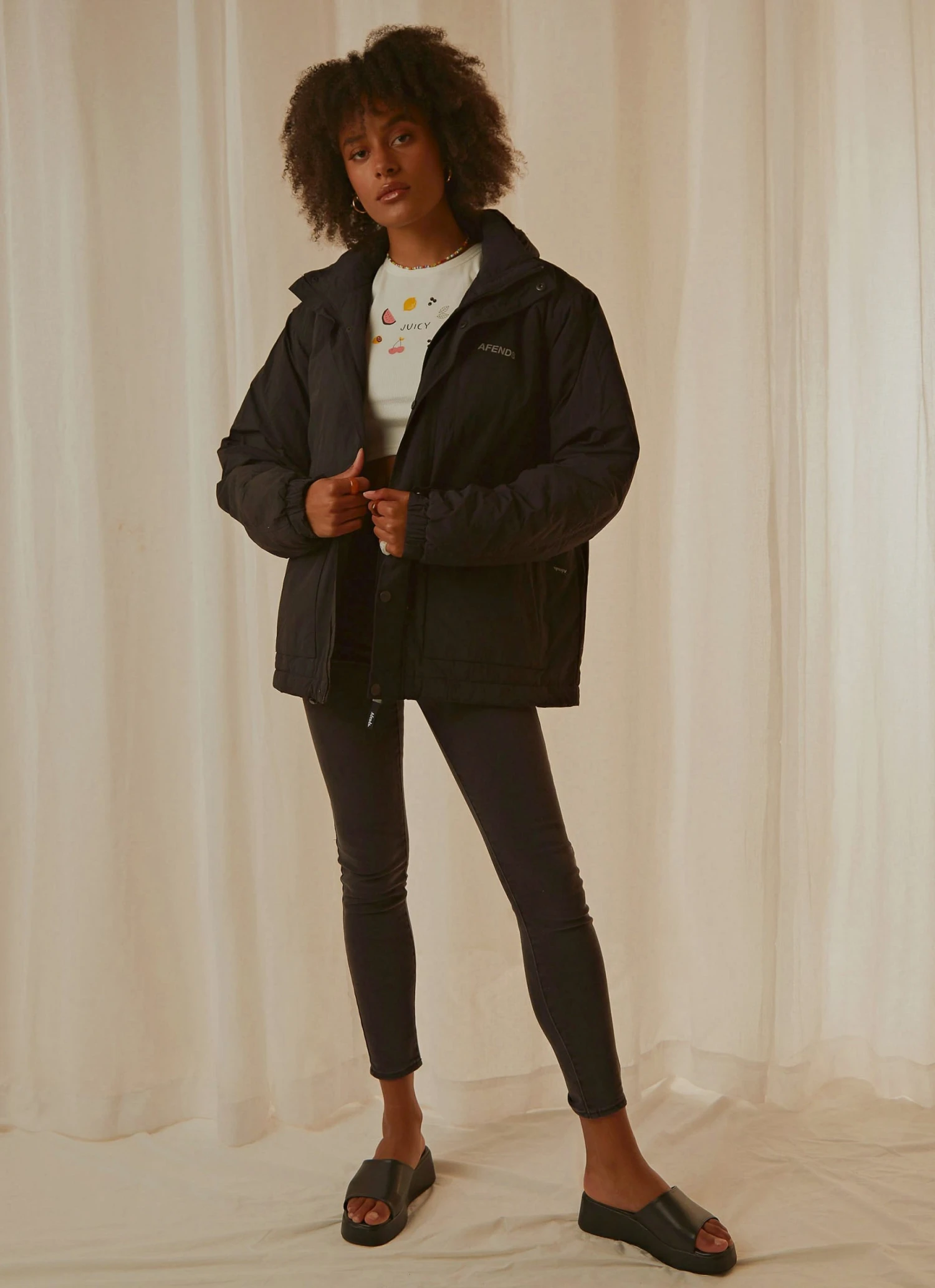 Afends Streetlights Unisex Recyled Nylon Anorak - Black New & Most Loved 4 Afends Streetlights Unisex Recyled Nylon Anorak - Black New & Most Loved