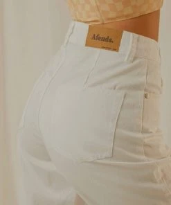 Afends Shelby Hemp Twill High Waist Pant - White