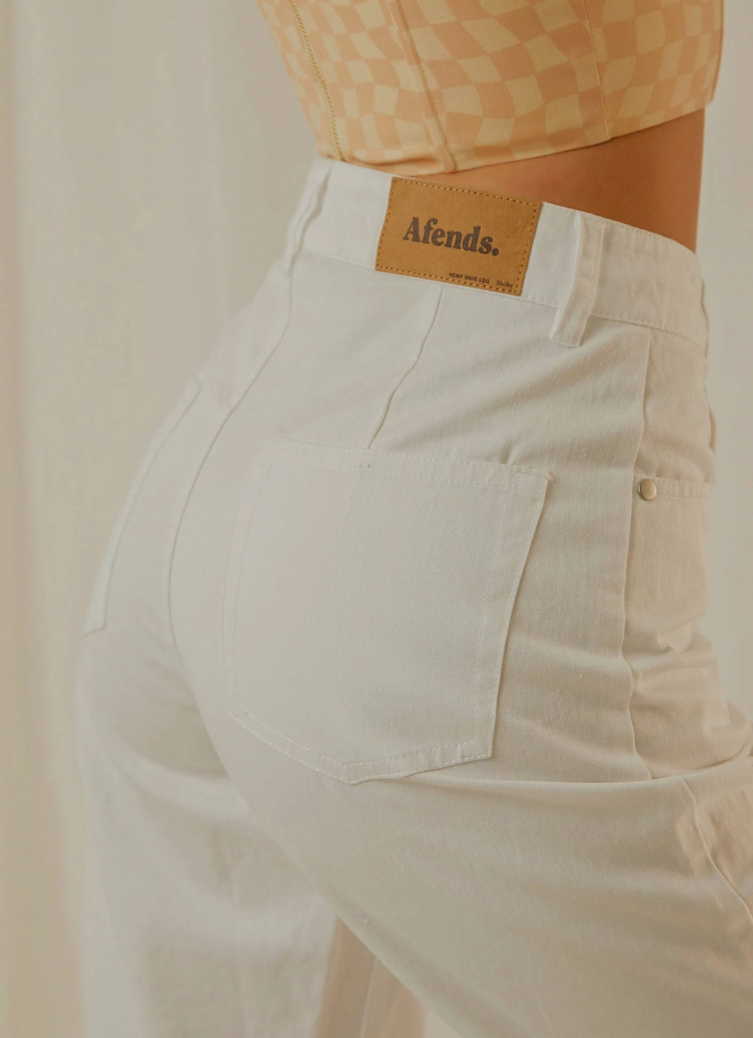 Afends Shelby Hemp Twill High Waist Pant - White 2 Afends Shelby Hemp Twill High Waist Pant - White