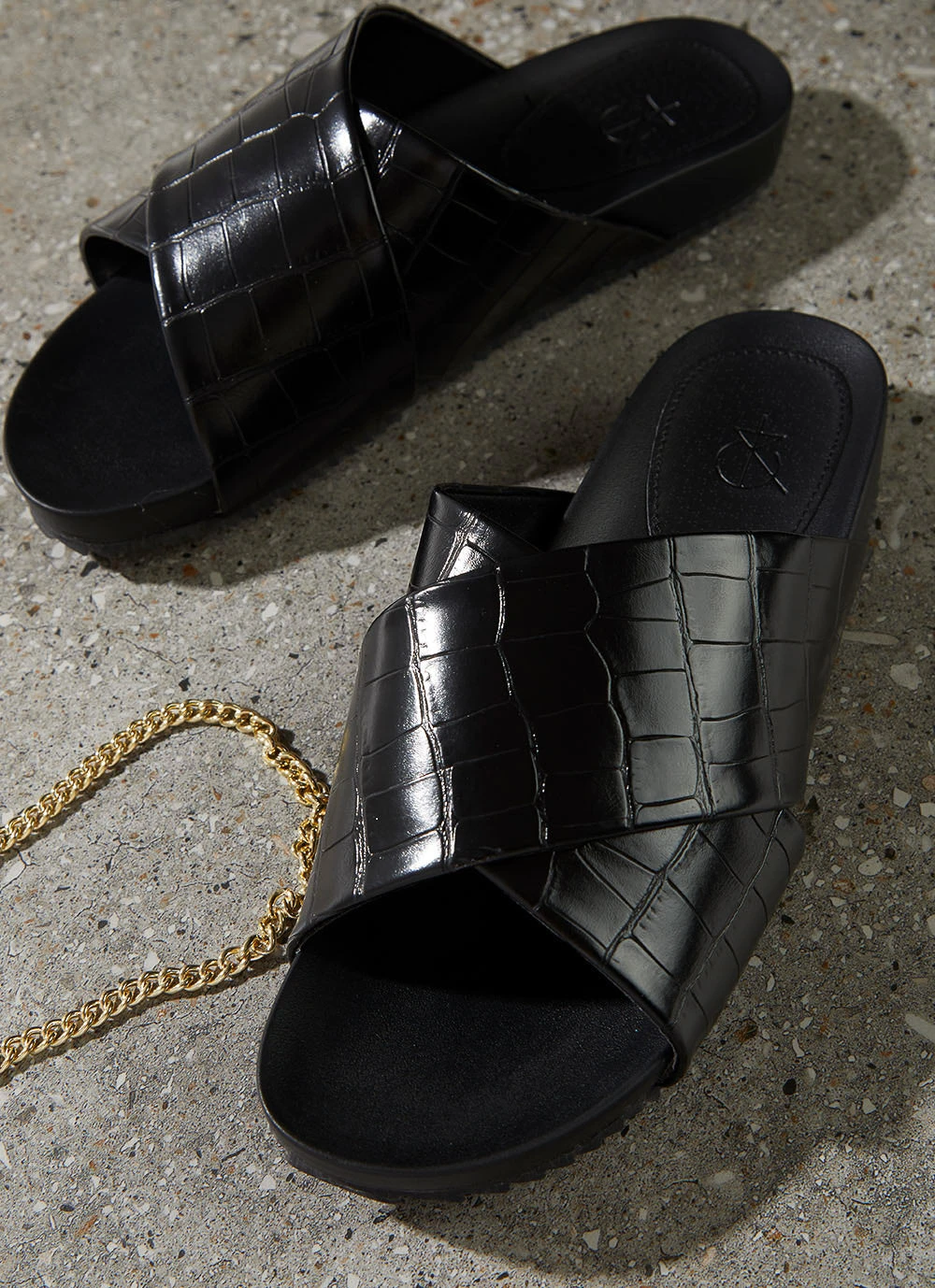 4th & Reckless Jane Slide - Black Croc 1 4th & Reckless Jane Slide - Black Croc