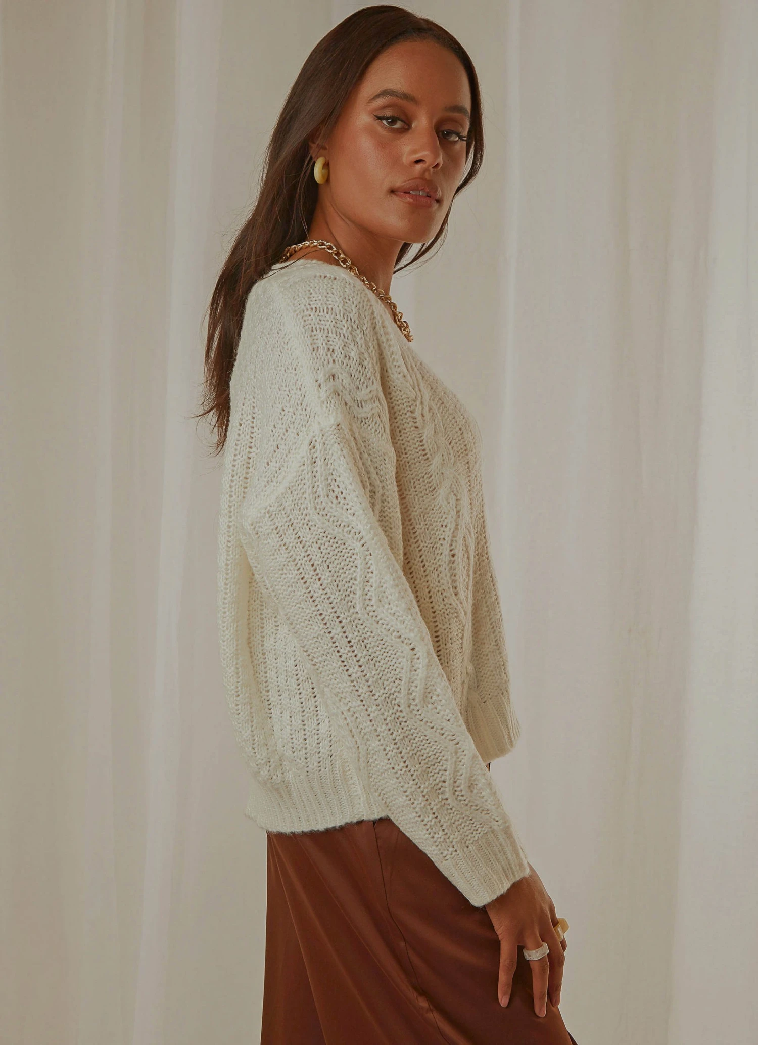 Peppermayo True Nature Cable Knit Sweater - Cream 4 Peppermayo True Nature Cable Knit Sweater - Cream