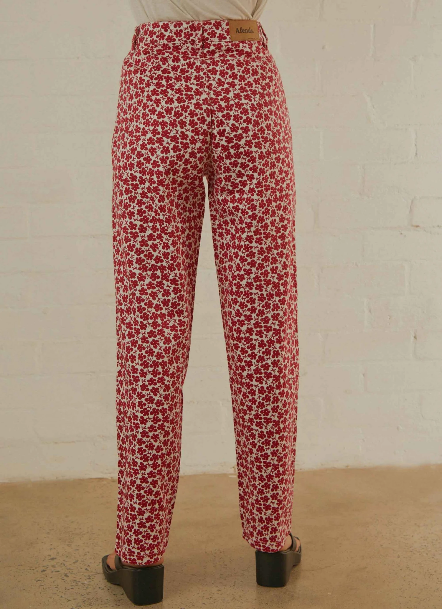 Afends Shelby Hemp Print Wide Leg Pant - Red 5 Afends Shelby Hemp Print Wide Leg Pant - Red