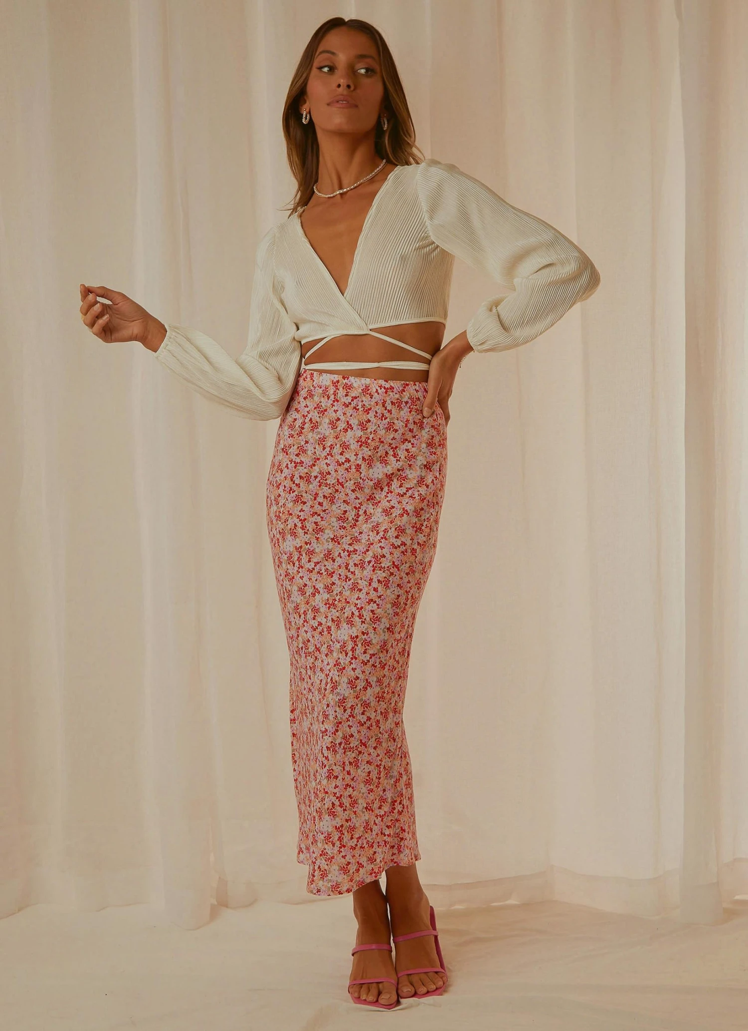 Cools Club New & Most Loved Slip Midi Skirt - Micro Floral 1 Cools Club New & Most Loved Slip Midi Skirt - Micro Floral