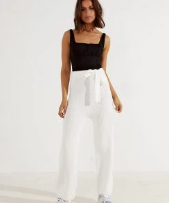 Peppermayo New Bottoms Balancing Knit Pants - White 9 Peppermayo New Bottoms Balancing Knit Pants - White