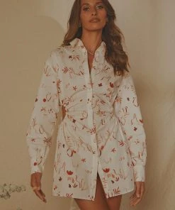 Peppermayo Exclusive Corfu Linen Shirt Dress - Safari