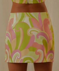Peppermayo Exclusive Euphoria Low Rise Mini Skirt - Retro Swirl