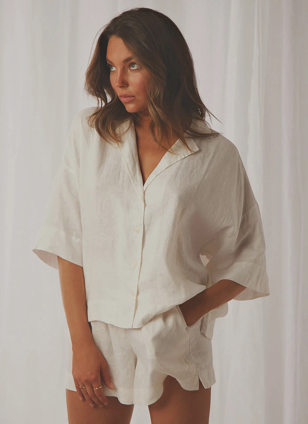 Nude Lucy Nude Linen Lounge Shirt - White New Tops 6 Nude Lucy Nude Linen Lounge Shirt - White New Tops
