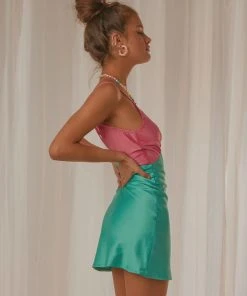 Peppermayo Exclusive Momentary Muse Mini Dress - Jade And Pink New & Most Loved