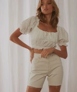 Abrand New & Most Loved A Claudia Cut Off Shorts - White Sand 8 Abrand New & Most Loved A Claudia Cut Off Shorts - White Sand