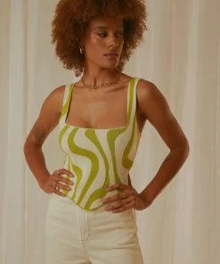 Peppermayo Exclusive Alfresco Nights Bustier Top - Lime Wave