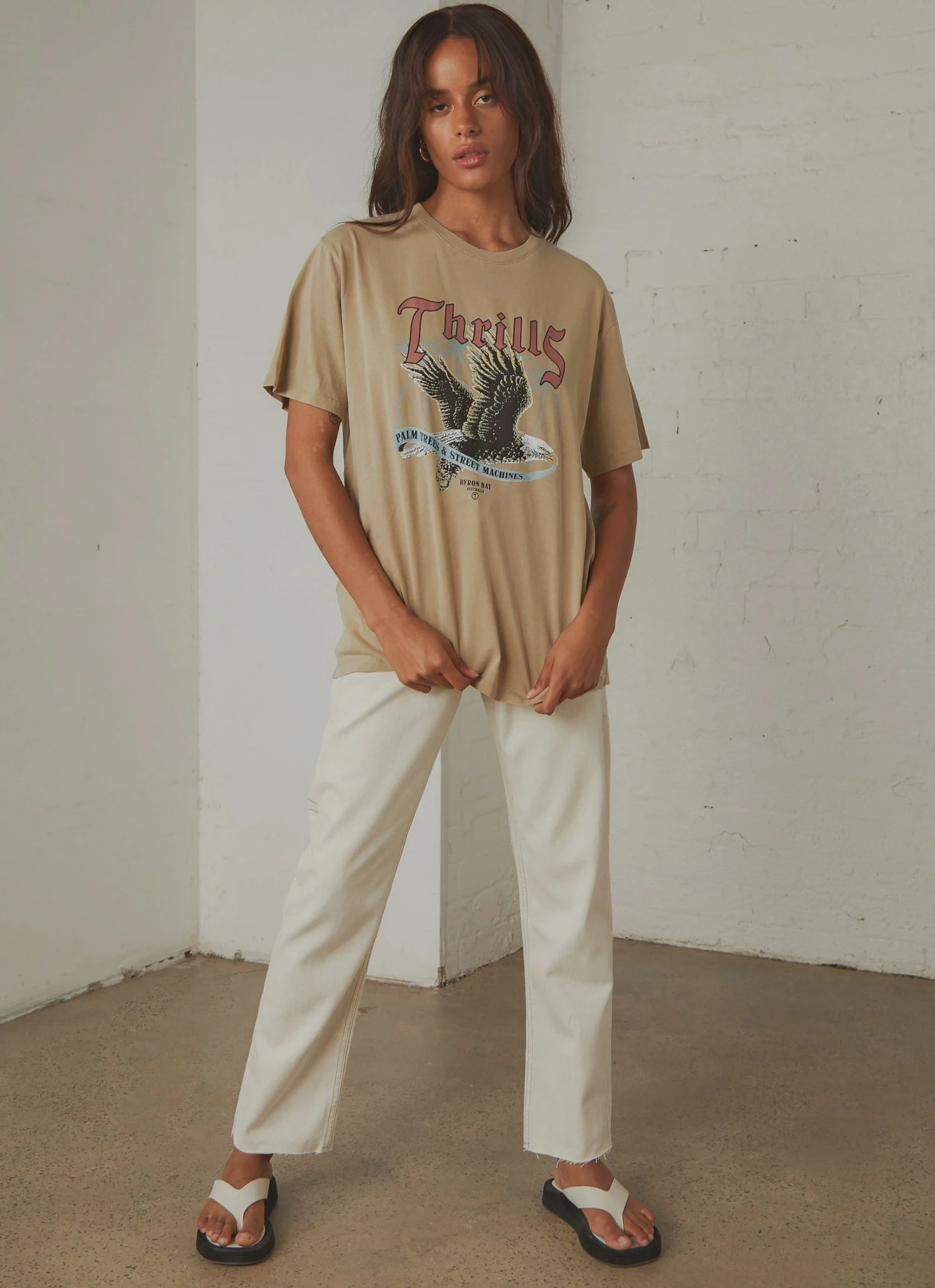 Thrills Storm The Castle Merch Fit Tee - Vintage Khaki New & Most Loved 3 Thrills Storm The Castle Merch Fit Tee - Vintage Khaki New & Most Loved