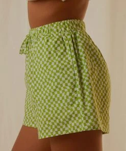 Peppermayo Exclusive Seventies Groove Shorts - Lime Warp Check 10 Peppermayo Exclusive Seventies Groove Shorts - Lime Warp Check