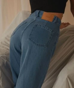 Afends Shelby Hemp Denim High Waist Wide Leg Jean - Classic Blue