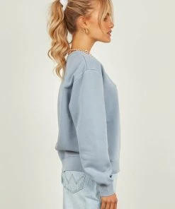 Nude Lucy Nude Classics Slogan Sweat - Denim Blue New & Most Loved 8 Nude Lucy Nude Classics Slogan Sweat - Denim Blue New & Most Loved