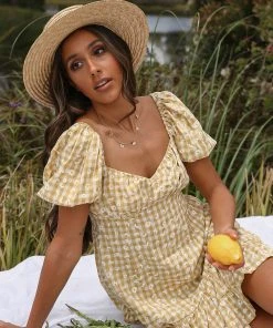 Peppermayo New Dresses Riverside Gingham Mini Dress - Yellow