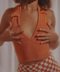 Peppermayo Exclusive Holiday Inn Crop - Orange