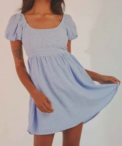 Peppermayo On The Horizon Mini Dress - Blue Gingham