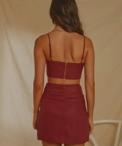Peppermayo Exclusive Island Nights Crop Top - Burgundy