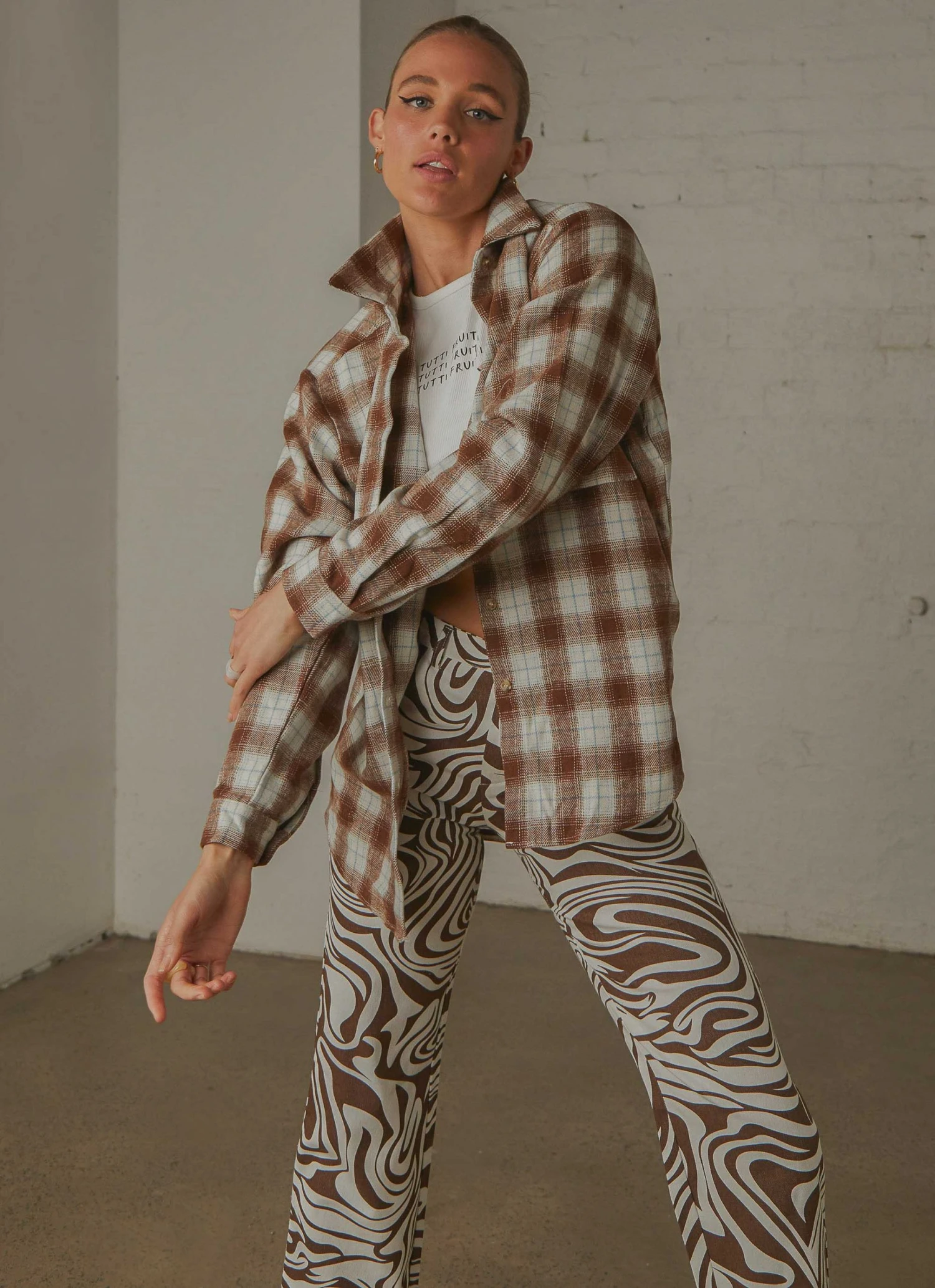 Peppermayo New & Most Loved Know No Better Shirt - Choc Brown Plaid 2 Peppermayo New & Most Loved Know No Better Shirt - Choc Brown Plaid