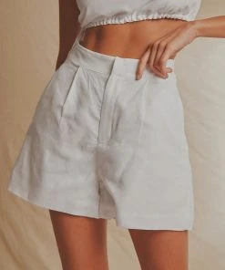 National Breast Cancer Foundation X Peppermayo New & Most Loved Sunset Walks Linen Shorts - White
