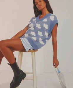 Peppermayo High Hopes Knit Vest - Blue New & Most Loved