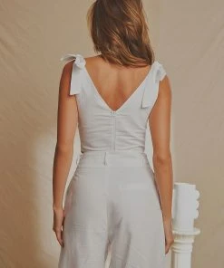 National Breast Cancer Foundation X Peppermayo New & Most Loved Parisian Life Linen Bustier Crop - White