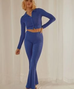 Peppermayo Exclusive Hansen Crop Shirt - Cobalt New & Most Loved