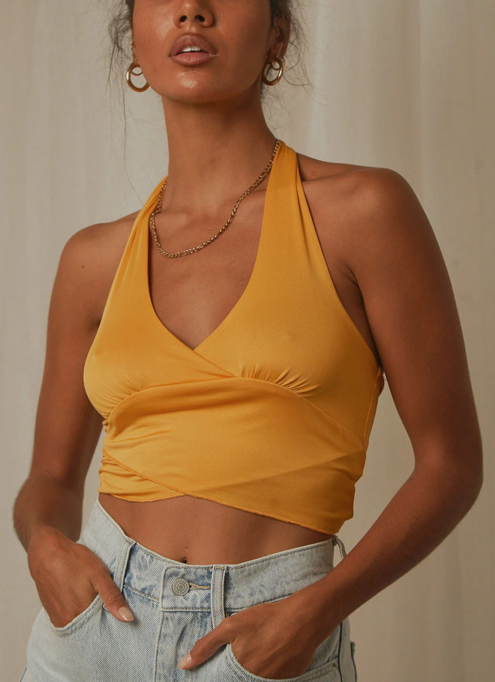 Peppermayo New & Most Loved Making Waves Halter Top - Mango 1 Peppermayo New & Most Loved Making Waves Halter Top - Mango
