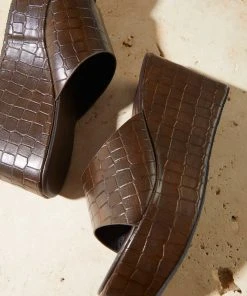 Cult Avenue Villa Playa Mule Heel - Chocolate Croc New & Most Loved