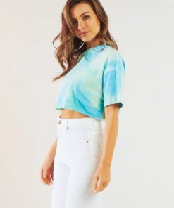 Peppermayo Exclusive Tops Act Up Crop - Green/Blue