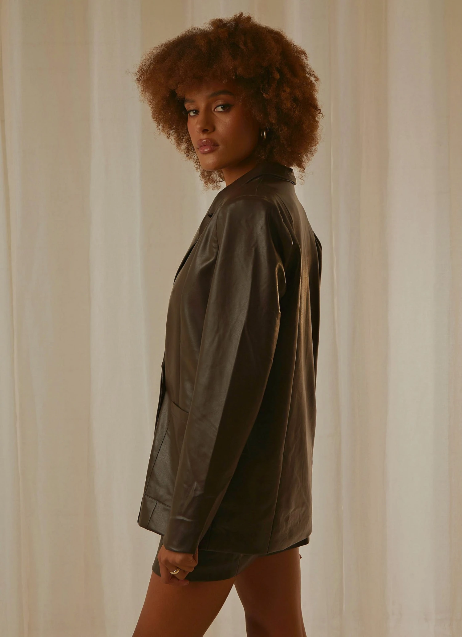 4th & Reckless Cappucine Blazer - Truffle PU New & Most Loved 4 4th & Reckless Cappucine Blazer - Truffle PU New & Most Loved