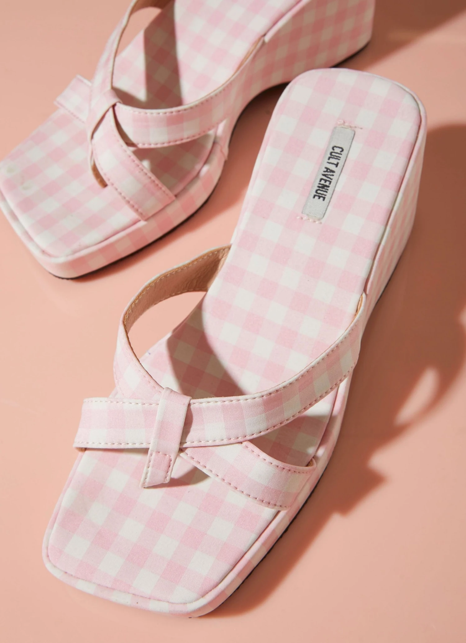 Cult Avenue Bettina Mule - Bubblegum Gingham New & Most Loved 4 Cult Avenue Bettina Mule - Bubblegum Gingham New & Most Loved