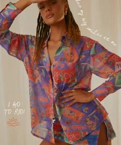 Peppermayo Exclusive Paradise Found Sheer Shirt - Postcard Travels New & Most Loved