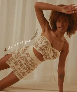 Peppermayo Exclusive Easy Love Knit Mini Skirt - Latte Logo