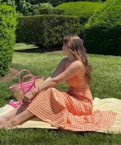 Peppermayo Exclusive New & Most Loved Sariska Maxi Dress - Orange Gingham