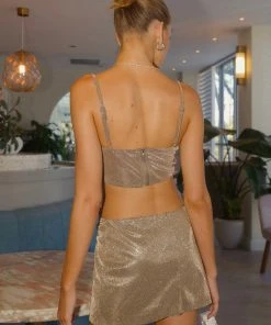 Peppermayo Exclusive New & Most Loved Champagne Pop Crop Top - Antique Gold